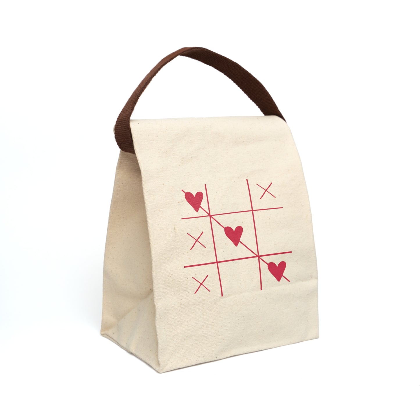 Heart Tic-Tac-Toe Canvas Lunch Bag With Strap