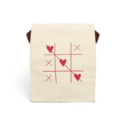 Heart Tic-Tac-Toe Canvas Lunch Bag With Strap