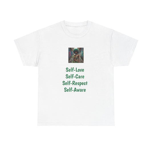 Self-Love in Green Heavy Cotton Tee